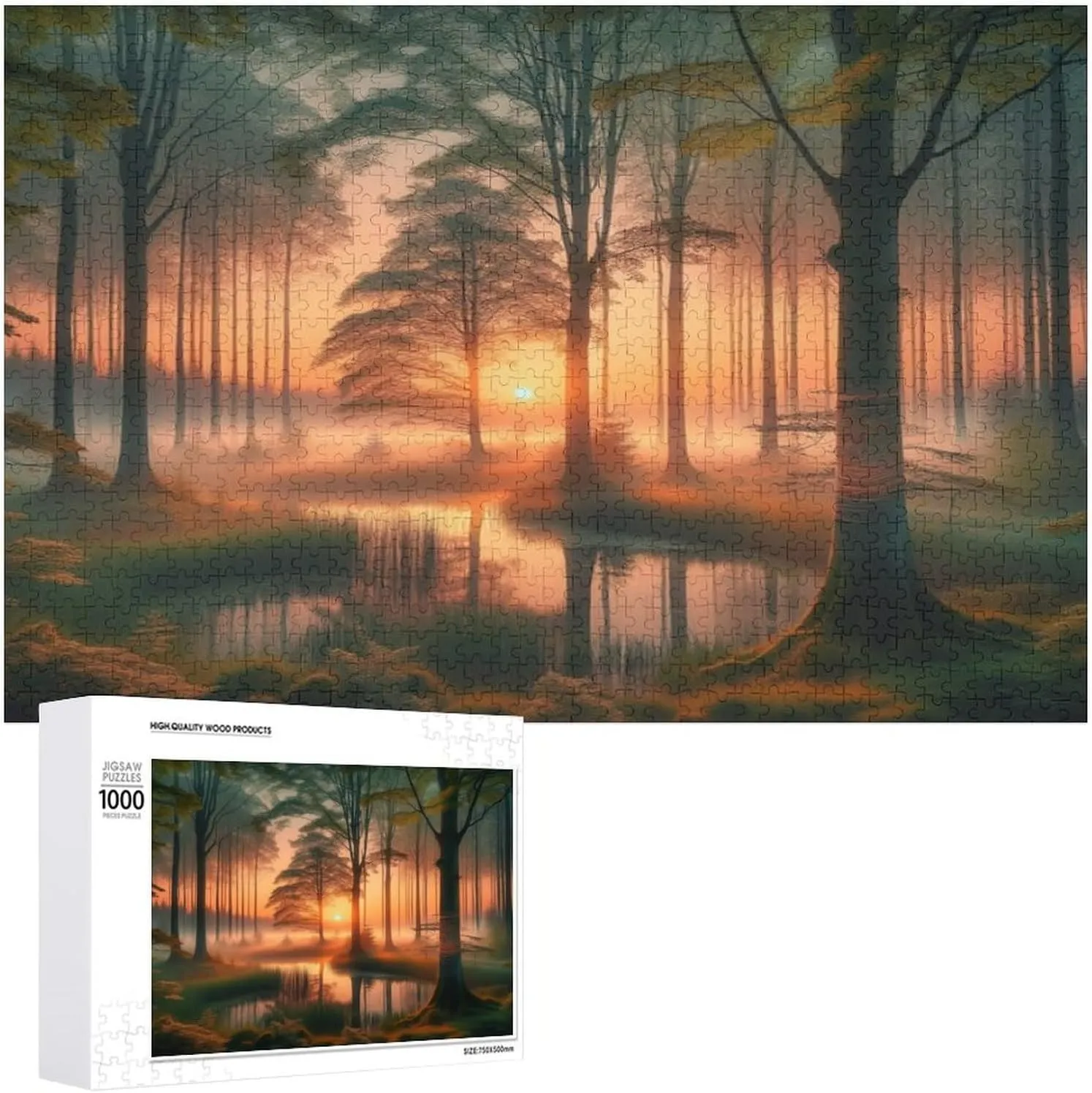Fish Puzzle 1000 Piece Jigsaw Puzzles Fish Catching Dragonfly Portable Puzzle Game Toys Family Landscape Outdoor Games Modern Art Artistic Pictures Gift for Women Men 29.5x19.7 Inch