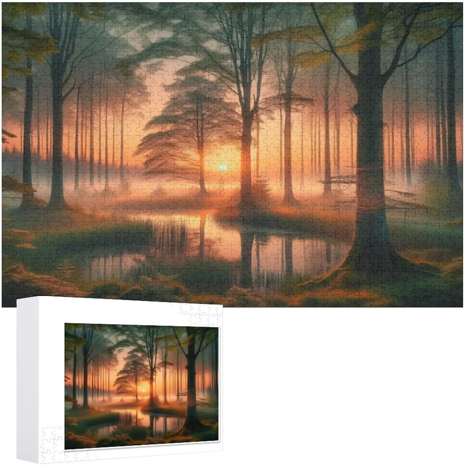 Fish Puzzle 1000 Piece Jigsaw Puzzles Fish Catching Dragonfly Portable Puzzle Game Toys Family Landscape Outdoor Games Modern Art Artistic Pictures Gift for Women Men 29.5x19.7 Inch