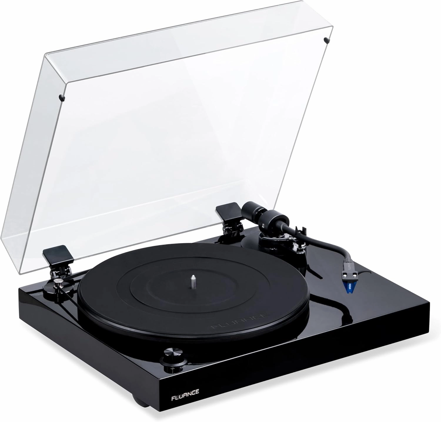 Fluance RT84 Reference High Fidelity Vinyl Turntable Record Player with Ortofon 2M Blue Cartridge, Speed Control Motor, Record Weight, 3 in 1 Stylus and Record Cleaning Vinyl Accessory Kit