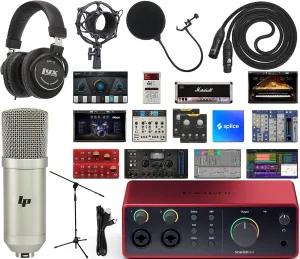Focusrite Scarlett 4i4 USB-C Audio/MIDI Interface (4th Generation) 2x2 USB Audio Interface Full Studio Bundle with Exclusive Creative Music Production Software Kit