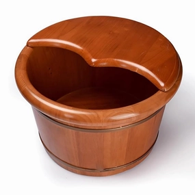 Foot Bath Barrel Oak Foot Bath Barrel, Wooden Foot Bath Barrel with Lid, Retro Portable Freestanding Foot Bath Barrel, Smooth And Exquisite Foot Bath Barrel, Foot Care Set,H20cm