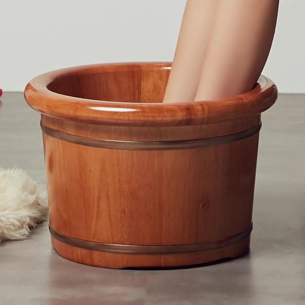Foot Bath Barrel Oak Foot Bath Barrel, Wooden Foot Bath Barrel with Lid, Retro Portable Freestanding Foot Bath Barrel, Smooth And Exquisite Foot Bath Barrel, Foot Care Set,H20cm
