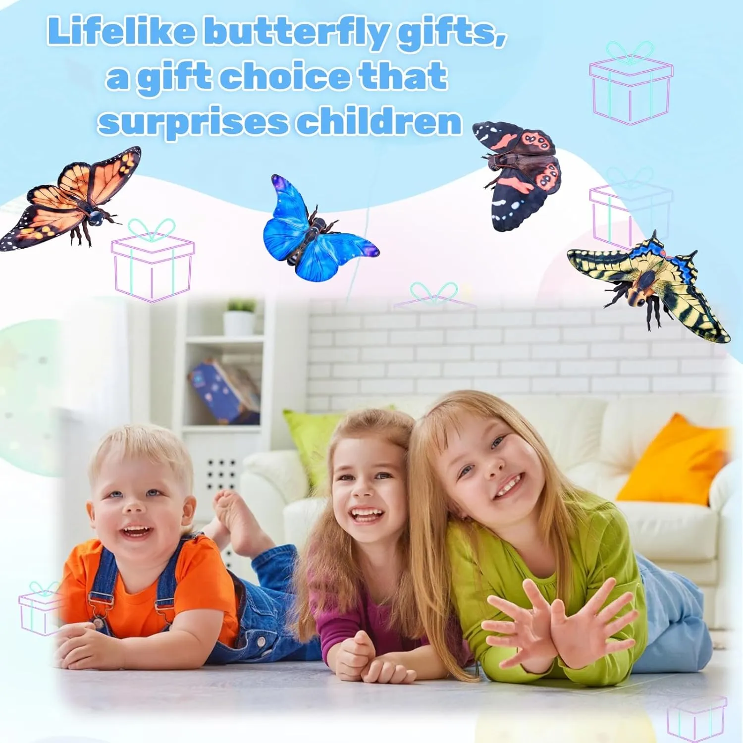 FRANKIEZHOU Realistic Swallowtail Butterfly Stuffed Animal-Yellow 25 Inch,Beautiful Moth Plush Toy