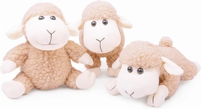 FRANKIEZHOU Sheep Stuffed Animal Lamb Plush Decorations 3Pcs (Sitting, Standing, Kneeling) Beige Sheep Toys Gift for Kids Little Girl/Boy Halloween Decor