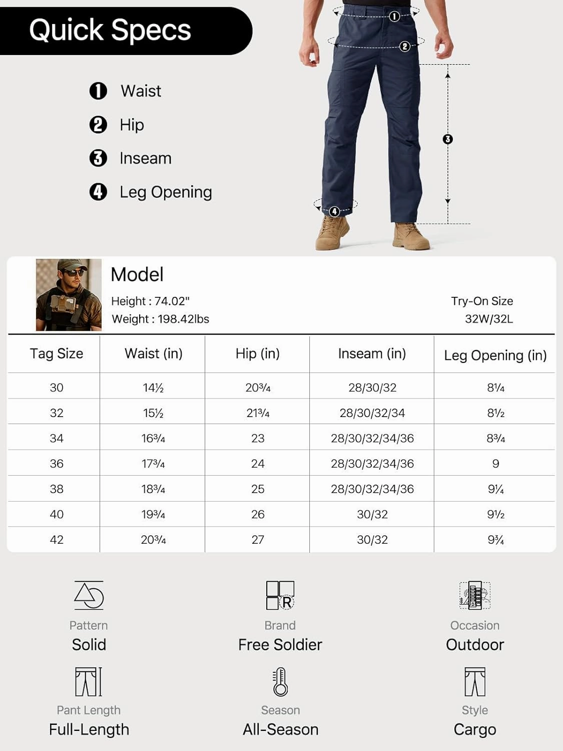 FREE SOLDIER Men's Cargo Pants Water Resistant Ripstop Tactical Pants for Men Work Pants Lightweight Outdoor Hiking Pants Men