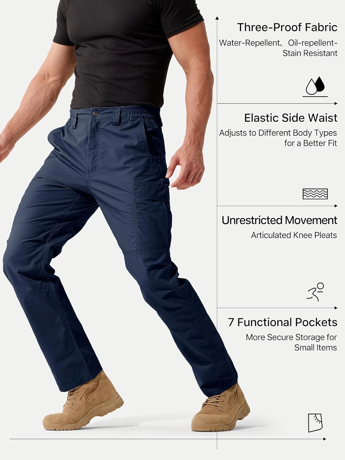FREE SOLDIER Men's Cargo Pants Water Resistant Ripstop Tactical Pants for Men Work Pants Lightweight Outdoor Hiking Pants Men