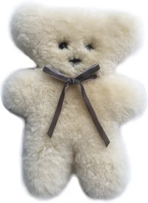 funlife 100% Australian Soft Lambskin Flat Teddy Bear for Baby Birthday Gift,Natural Snuggle Bear for Infant,Cream