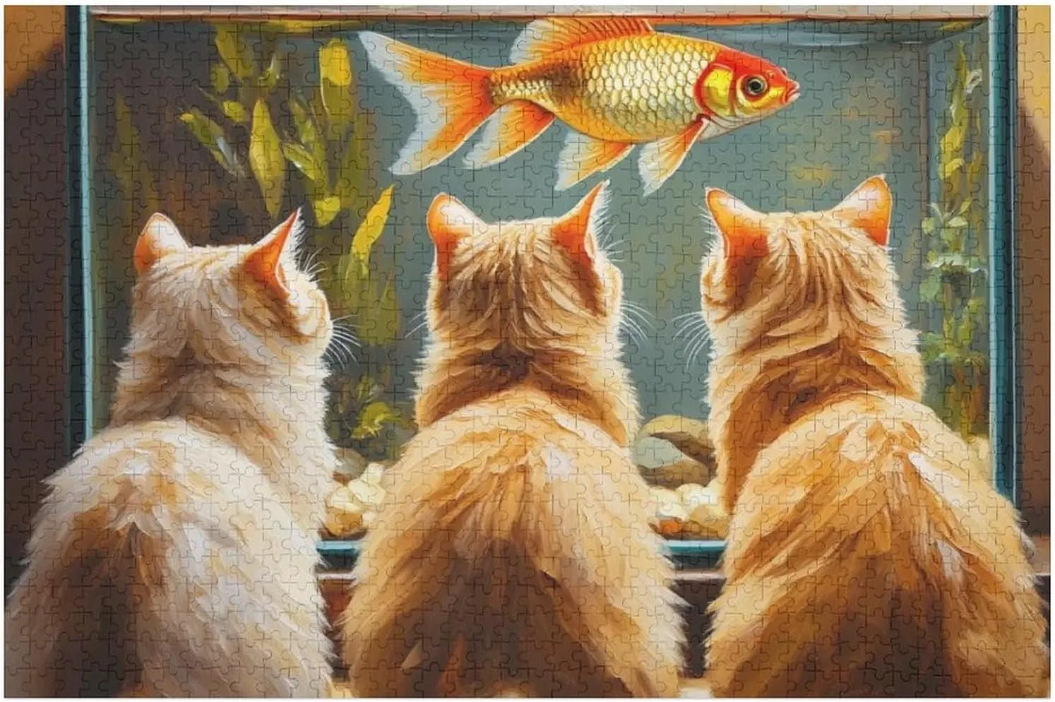 Funny Cat and Fish Impossible Hard Difficult Puzzle 1000 Piece Challenging Puzzles Simple Fashion Jigsaw Puzzles for Adults Kids for Game Home Decor