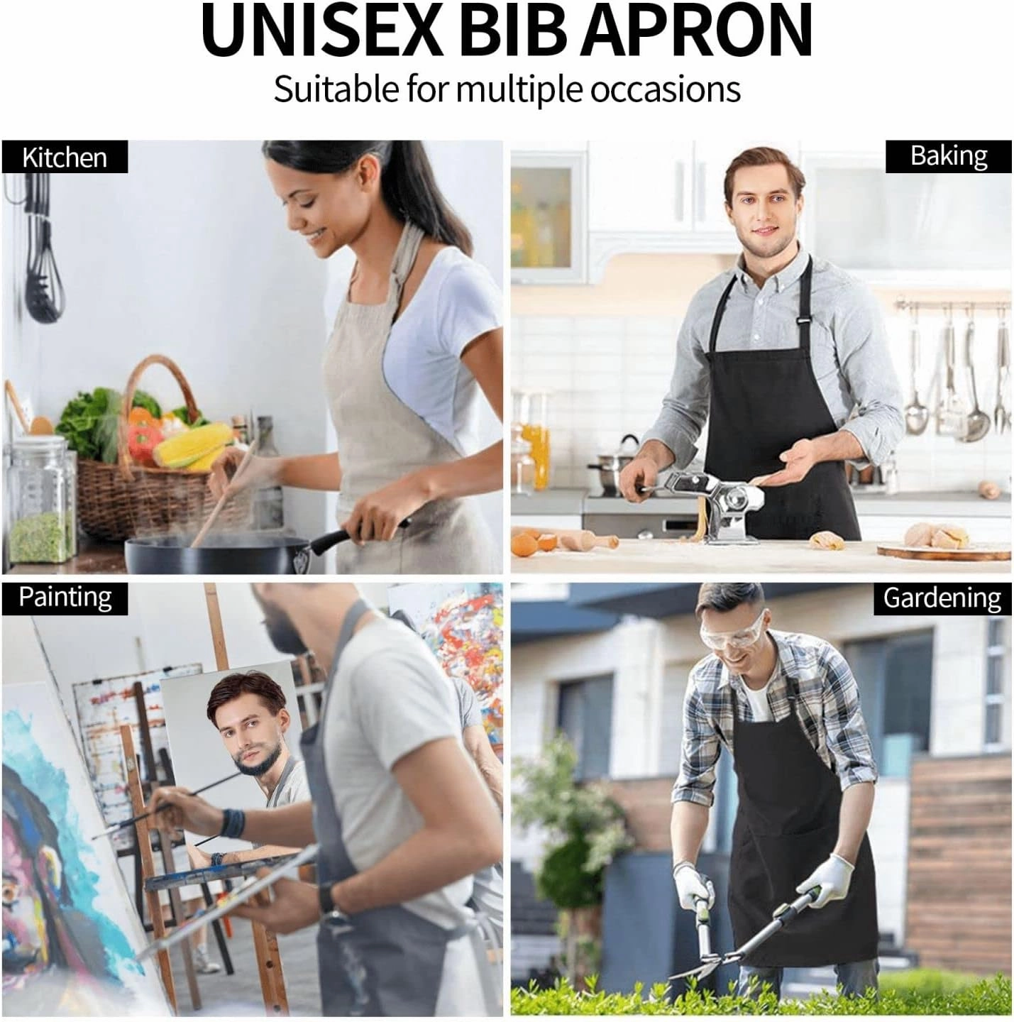 Funny Animal Apron with 2 Pockets Waterproof for Men Women Kitchen Garden Decor