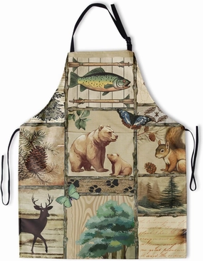 Funny Animal Apron with 2 Pockets Waterproof for Men Women Kitchen Garden Decor