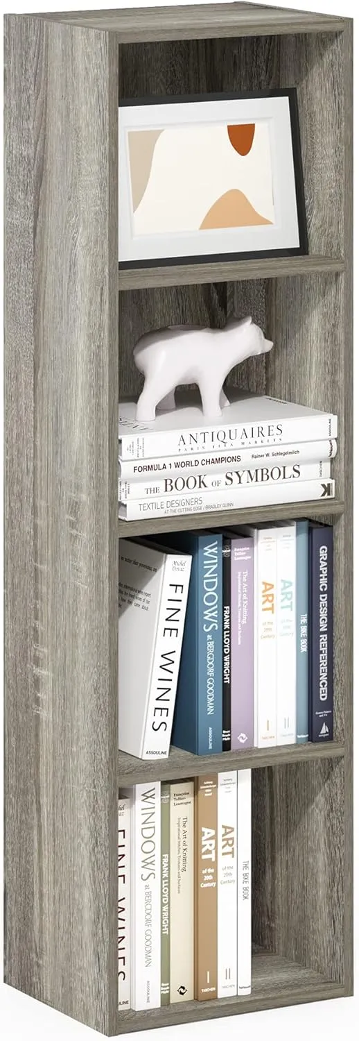 Furinno Luder Bookcase / Book / Storage, 4-Tier Cube, French Oak