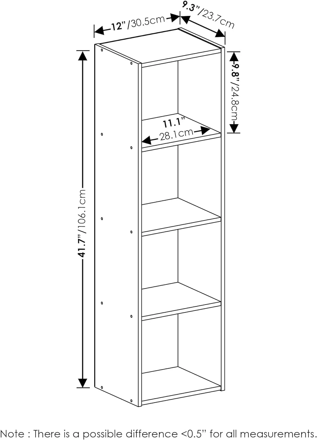 Furinno Luder Bookcase / Book / Storage, 4-Tier Cube,White
