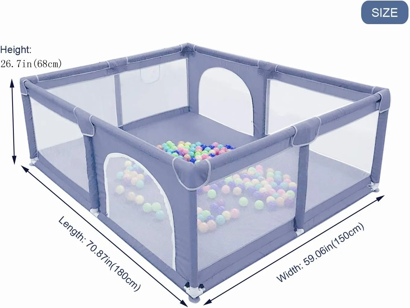 Gaorui Large Kids Baby Ball Pit - Portable Indoor Outdoor Baby Playpen Toddlers Children Safety Play Yard Fun Activities Popular Toys (Not Includes Balls)