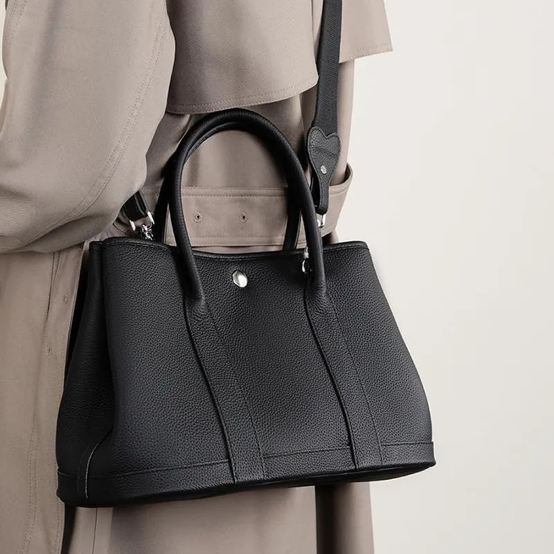 Genuine Leather Women's Bag Big, Shoulder Cross-body Tote Bag, Versatile Garden Bag, Large Handbag, Shopping Bag,(Black)