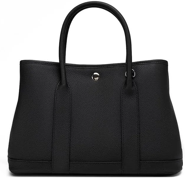 Genuine Leather Women's Bag Big, Shoulder Cross-body Tote Bag, Versatile Garden Bag, Large Handbag, Shopping Bag,(Black)