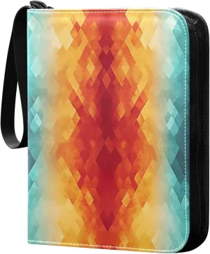 Geometric Painted Card Binder 4-Pocket, 400 Pockets Trading Cards Holder Games Card Albums Storage Organizer Case for Football, Baseball Cards