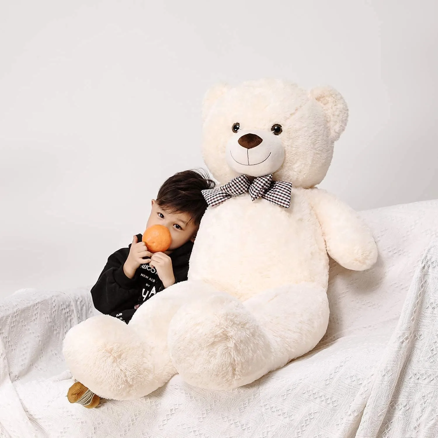 Giant Teddy Bear 47 Inches Stuffed Animal Plush Bear for Girls Boys Cuddly Teddy Bear Gift for Christmas Birthday Beige