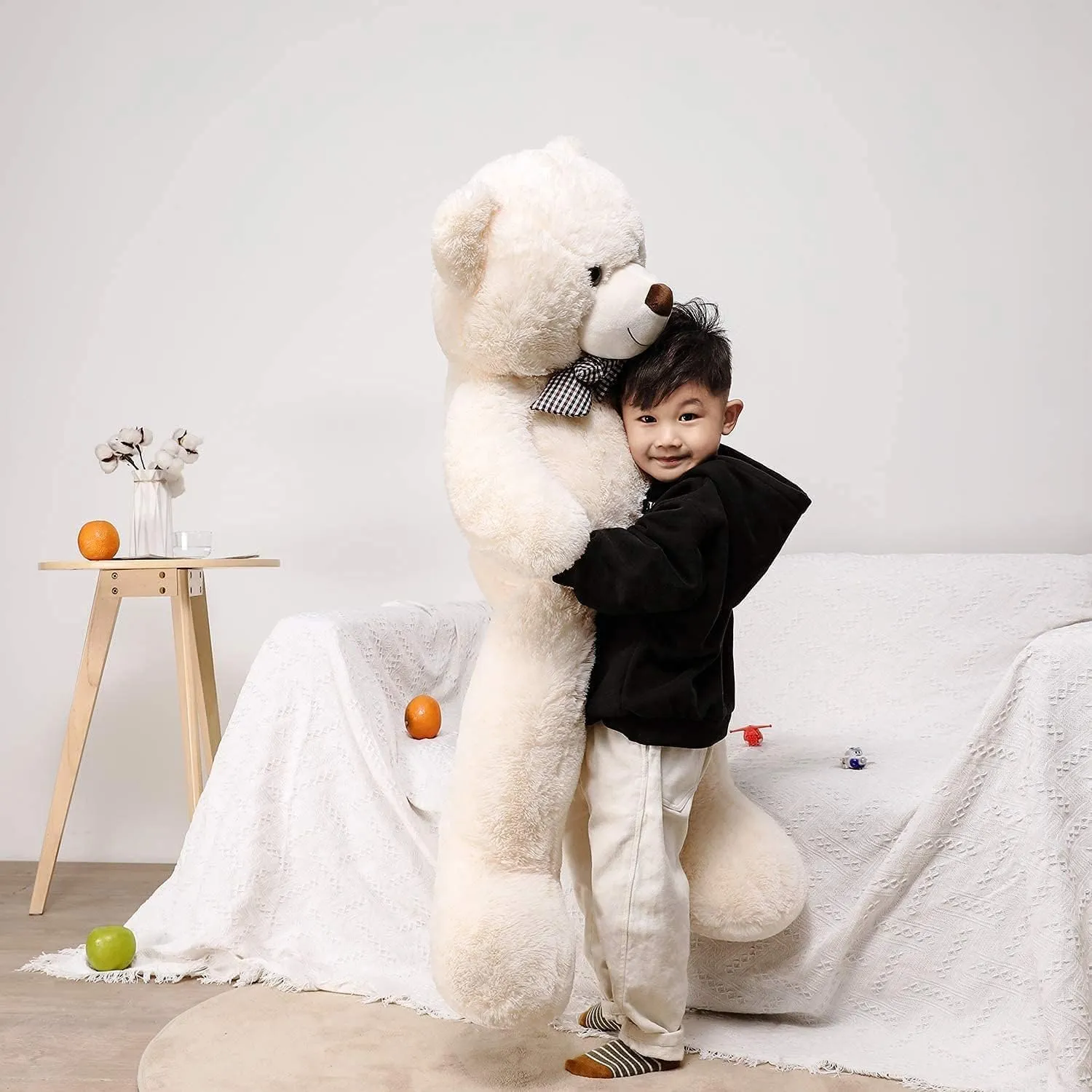 Giant Teddy Bear 47 Inches Stuffed Animal Plush Bear for Girls Boys Cuddly Teddy Bear Gift for Christmas Birthday Beige