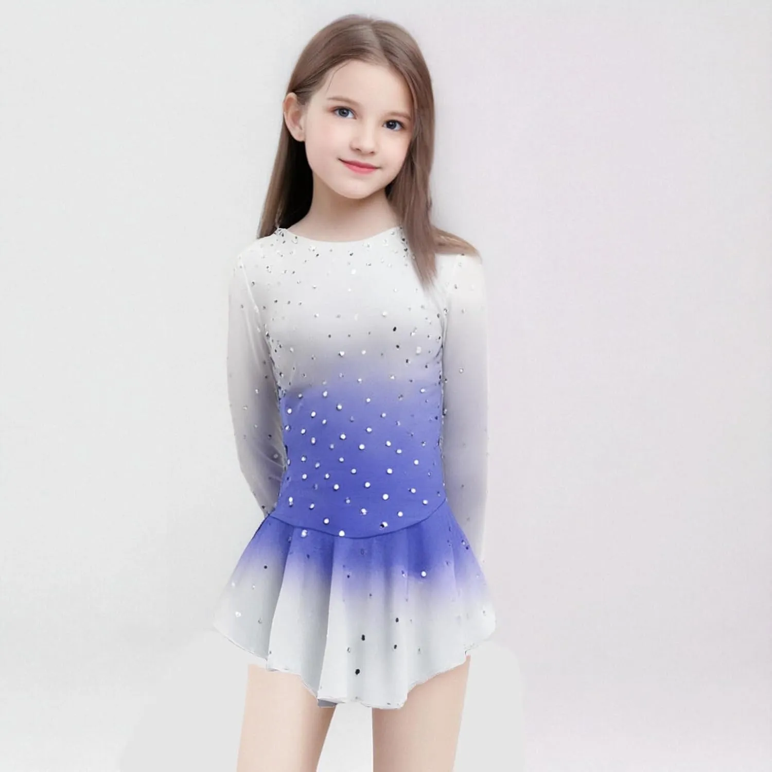 Girls' Pink Figure Skating Dress Show Uniform for Performance and Competition