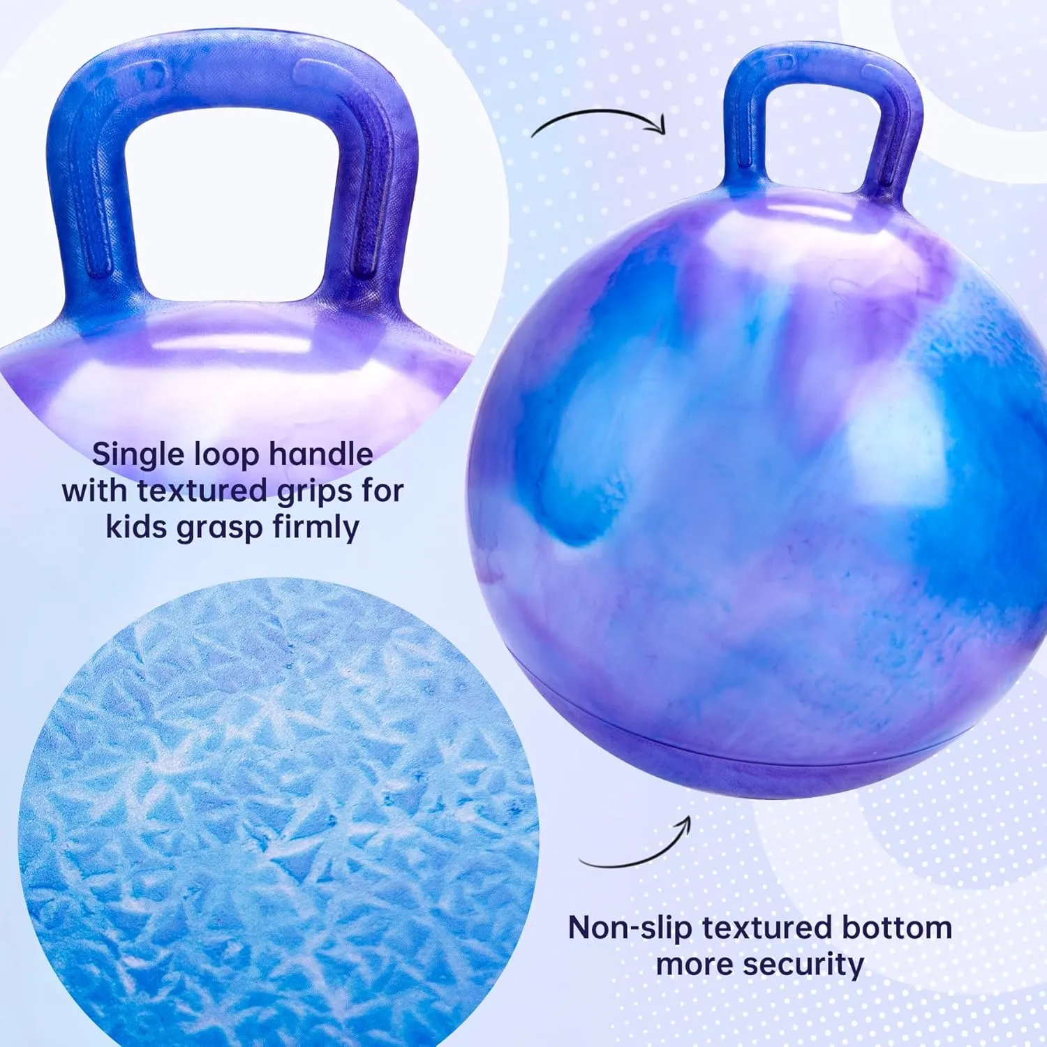 Glow-in-The-Dark Light Up Hopper Ball for Kids, 18 Inch Bouncy Ball with Handle, Inflatable Night Glow Jumping Toy for Boys and Girls Aged 3-8, Indoor & Outdoor Play, Includes Pump
