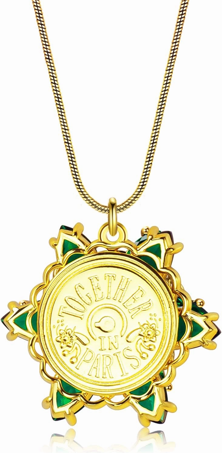 Gold Anastasia Necklace for Women Lost Princess Inspired Together In Paris Charm with 50CM Cable/Snake Chain