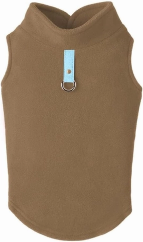 Gooby - Fleece Vest, Small Dog Pullover Fleece Jacket with Leash Ring, Clay, Medium