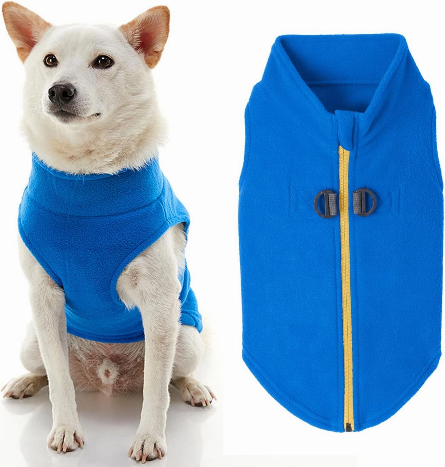 Gooby - Zip Up Fleece Vest, Fleece Jacket Sweater with Zipper Closure and Leash Ring, Blue, Medium