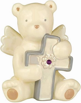 Grasslands Road February Bear Angel With Cross Baby Essentials, 3 1/4" x 2" x 2", Natural