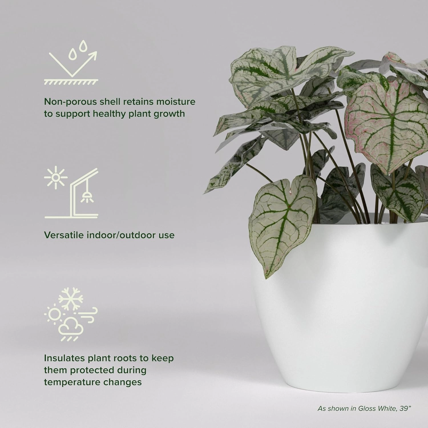 Greenline Fiberglass Lucy Extra Large Indoor/Outdoor Round Planter - 44" x 44" x 39" (Gloss White)