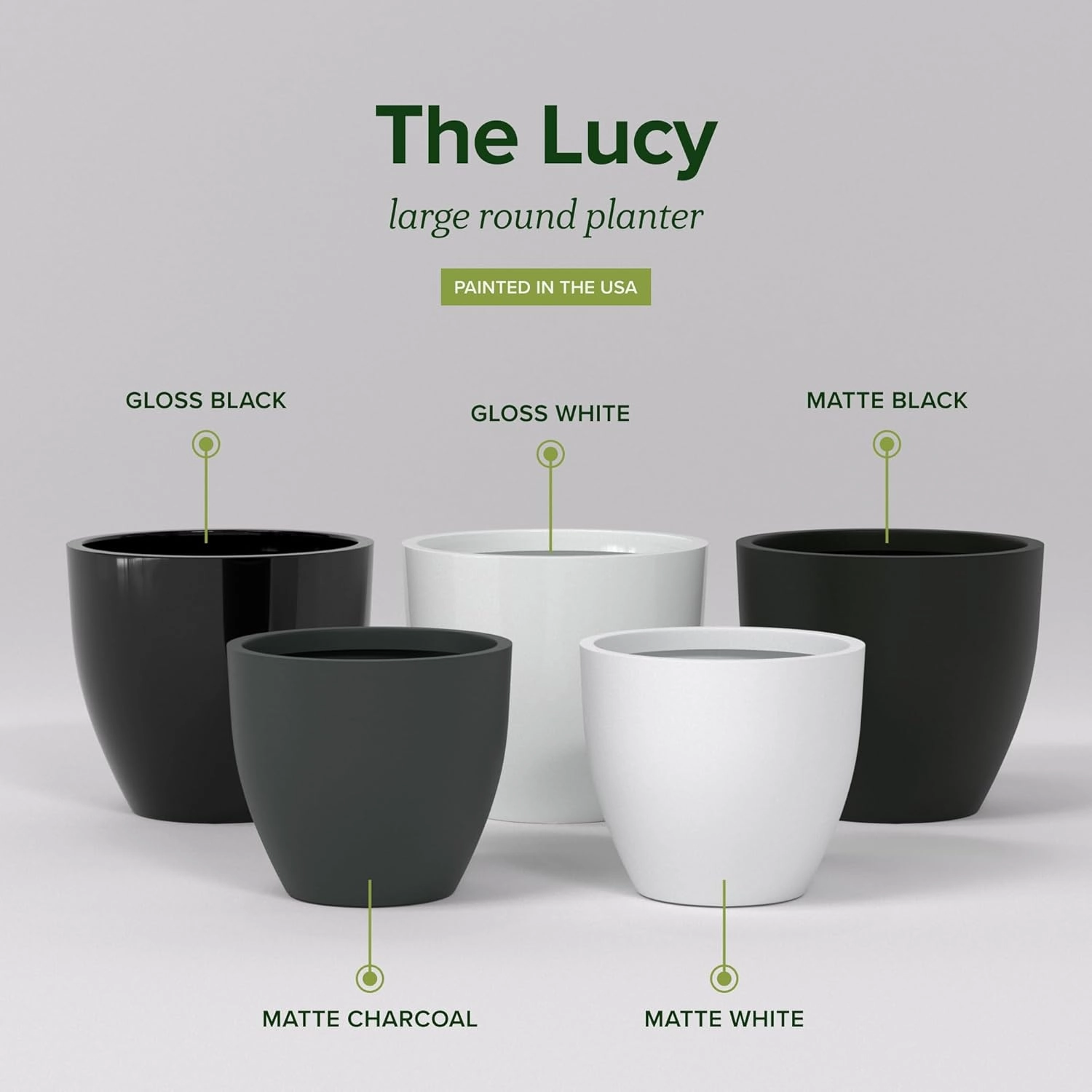 Greenline Fiberglass Lucy Extra Large Indoor/Outdoor Round Planter - 44" x 44" x 39" (Gloss White)