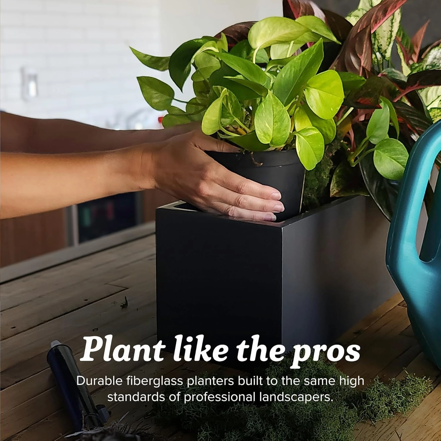 Greenline Fiberglass Lucy Extra Large Indoor/Outdoor Round Planter - 44" x 44" x 39" (Matte Black)