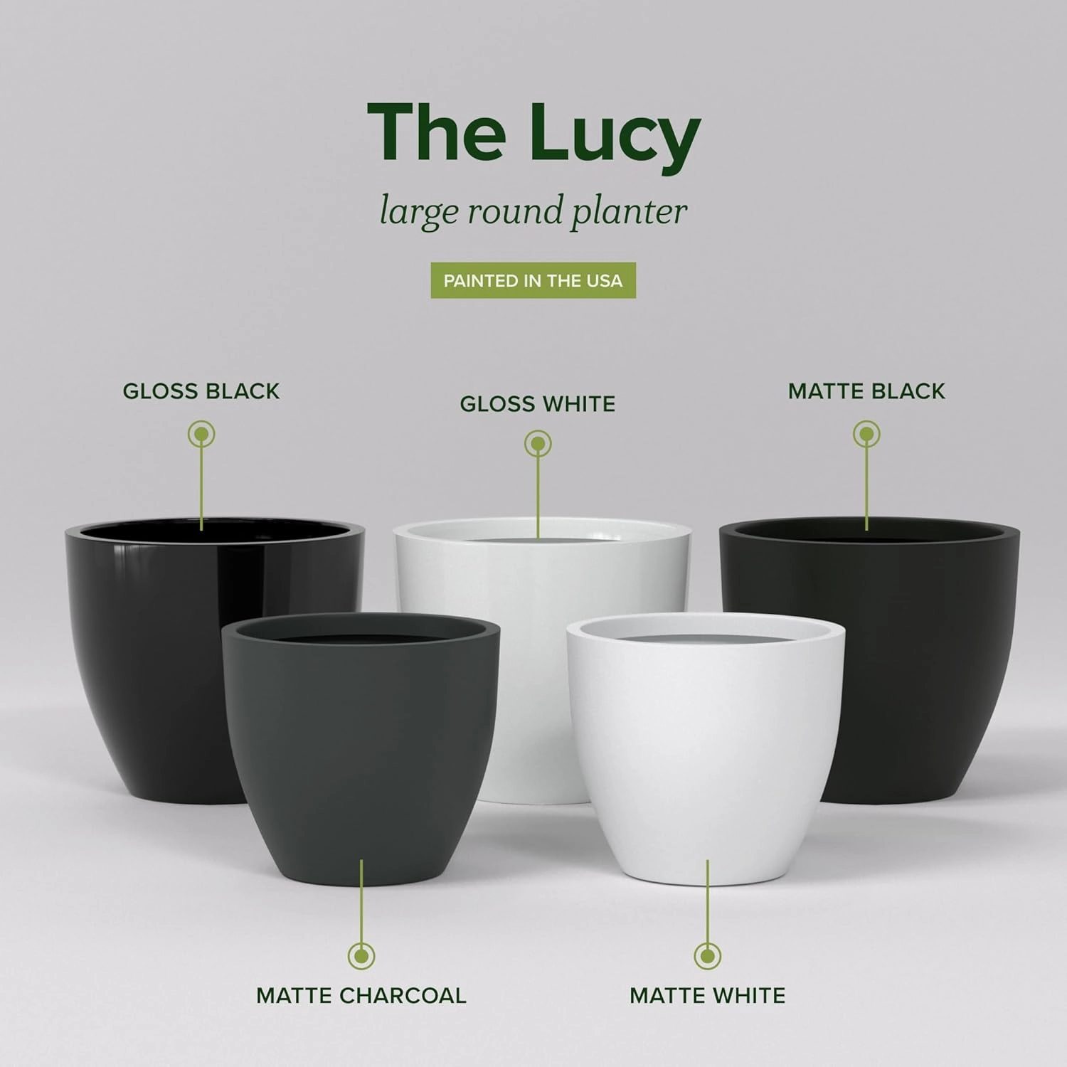 Greenline Fiberglass Lucy Extra Large Indoor/Outdoor Round Planter - 44" x 44" x 39" (Matte White)