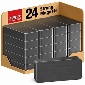 Grtard 24 Pack Heavy Duty Ferrite Blocks Magnets, 1 7/8" x 7/8" x 3/8" Rectangular Ceramic Magnets for Crafts, DIY, Science, Fridge, Tool Room Whiteboard and Cruises
