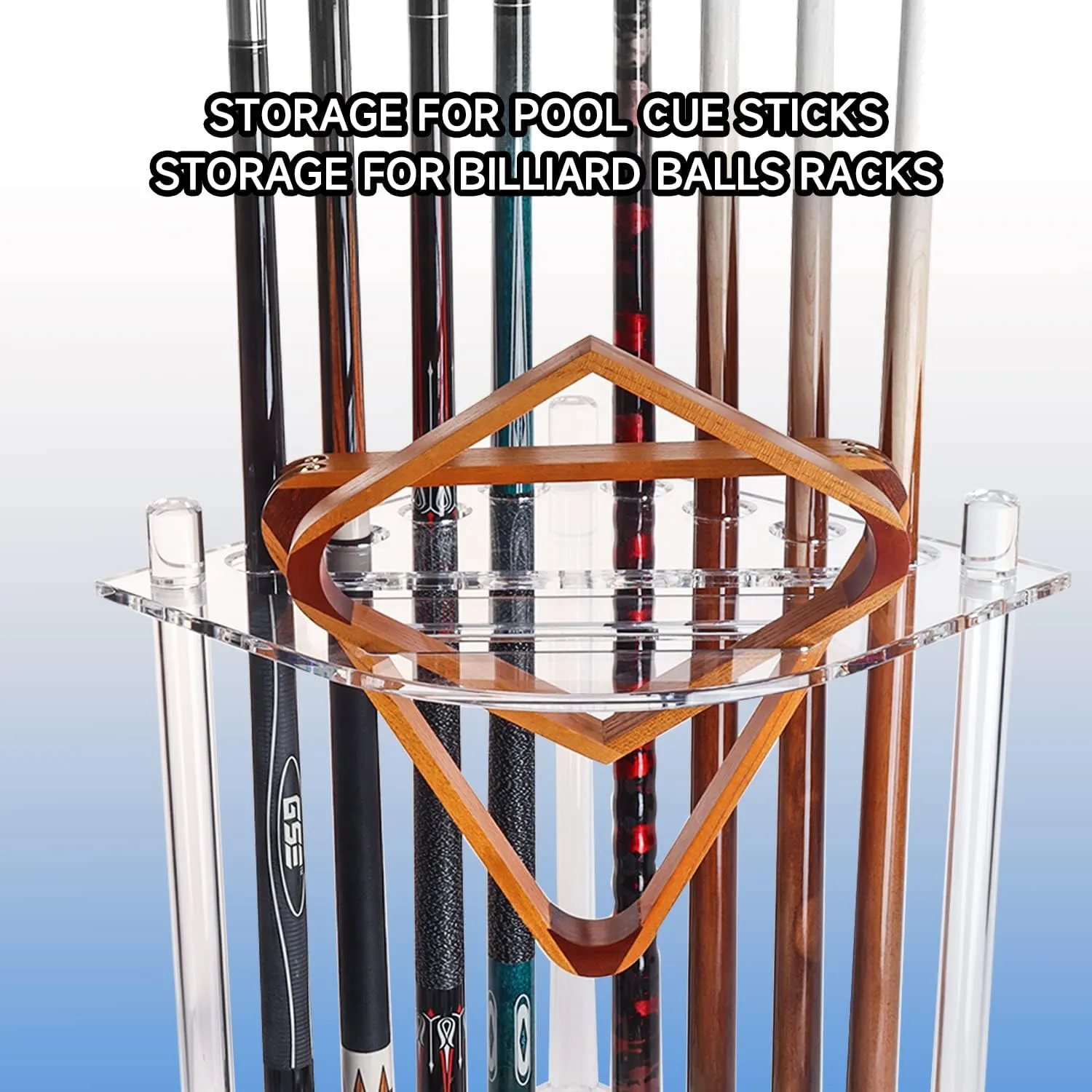GSE Games & Sports Expert Corner-Style Floor Stand Billiard Pool Cue Racks with Score Counters, Holds Pool Cue Sticks, Balls Set, Ball Racks