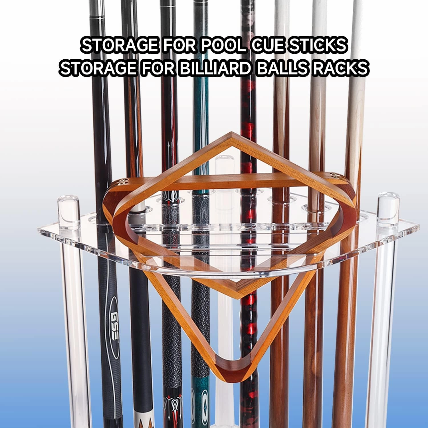GSE Games & Sports Expert Corner-Style Floor Stand Billiard Pool Cue Racks with Score Counters, Holds Pool Cue Sticks, Balls Set, Ball Racks
