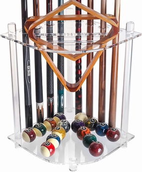 GSE Games & Sports Expert Corner-Style Floor Stand Billiard Pool Cue Racks with Score Counters, Holds Pool Cue Sticks, Balls Set, Ball Racks