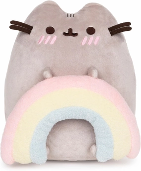 GUND Pusheen with Rainbow Plush Toy, Kawaii Cat Stuffed Animal for Ages 8 and Up, Gray/Rainbow, 9.5”