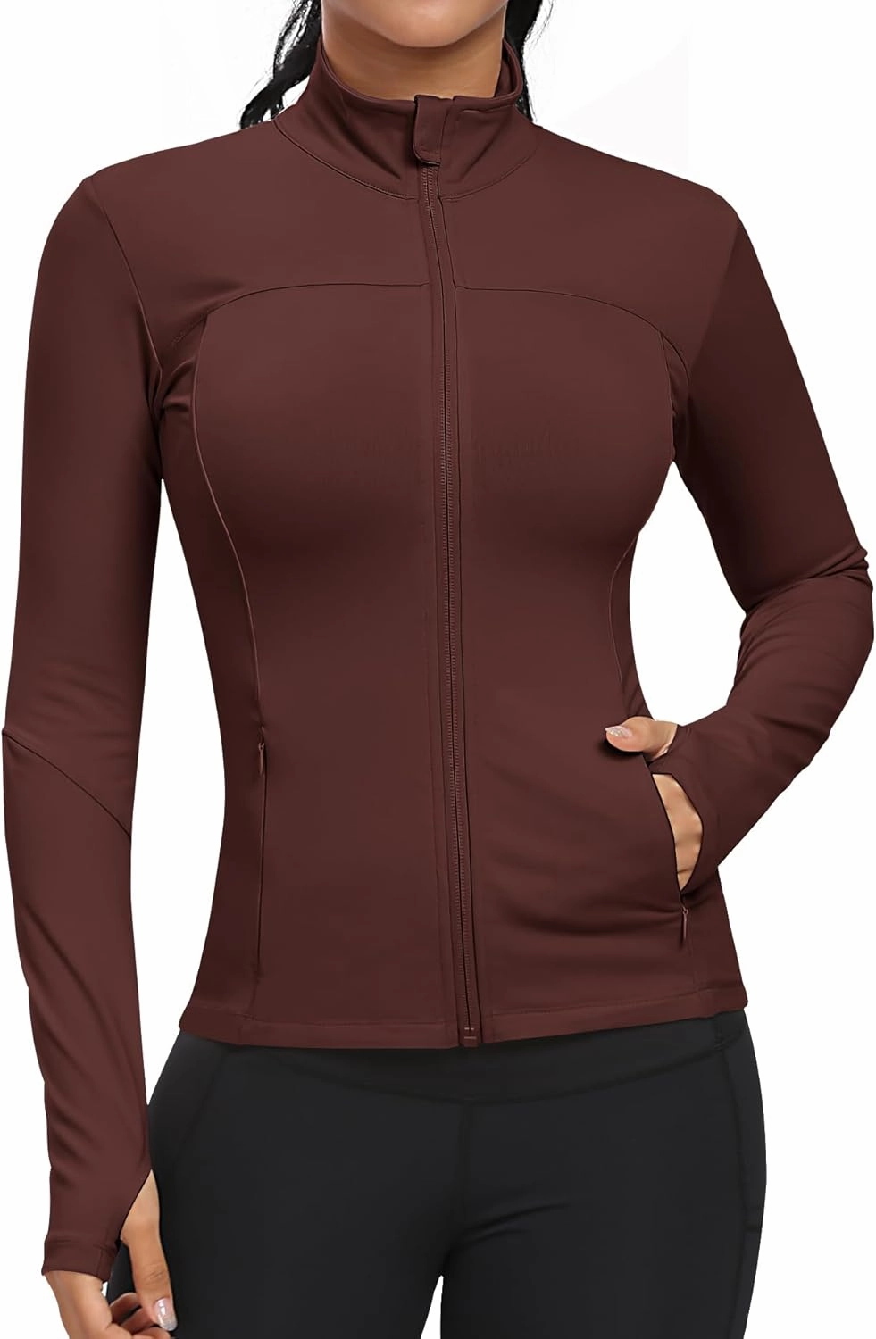 GYM RAINBOW Workout Jackets for Women, Full Zip Slim Fit Lightweight Athletic Running Sports Track Jacket with Pockets