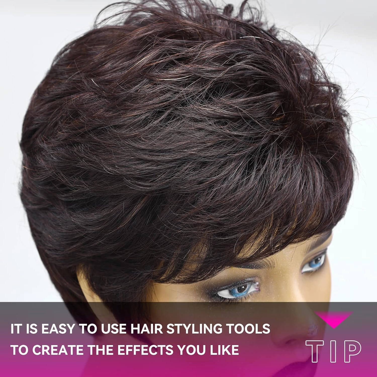 HAIRCUBE Natural Black Pixie Cut Wigs for Women Pixie Cut Human Hair Wigs Short Remy Hair Black Color Short Natural Black Layered Wavy Wigs (pixie cut wig, natural black)