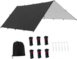 Hammock Rain Fly Camping Gear Sun Canopy with Carry Bag Waterproof Multipurpose for Outdoor Adventure Simple Assembly, Black M
