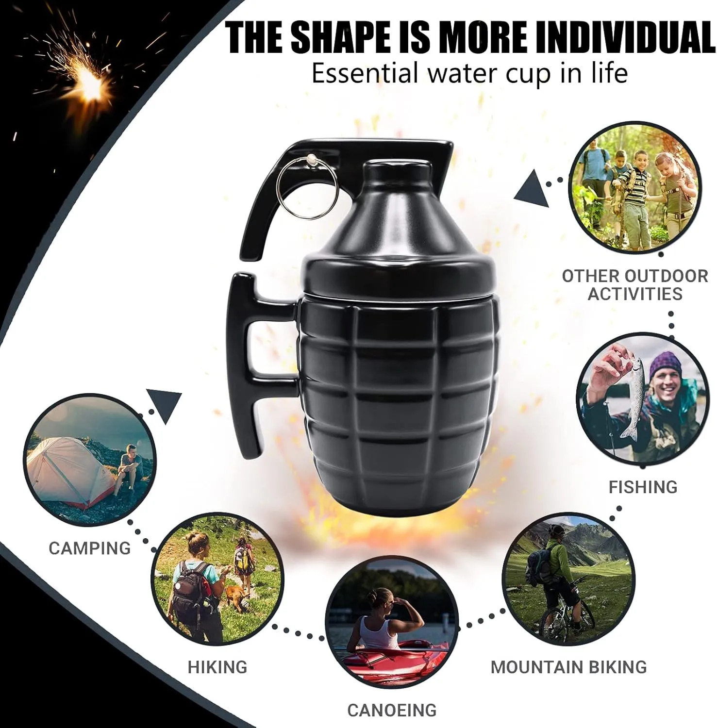 Hand Grenade Ceramic Coffee Mug,Funny Home Bar Gift for Beer Lovers, Military Enthusiasts, Men and Women, 280ML (Style C)