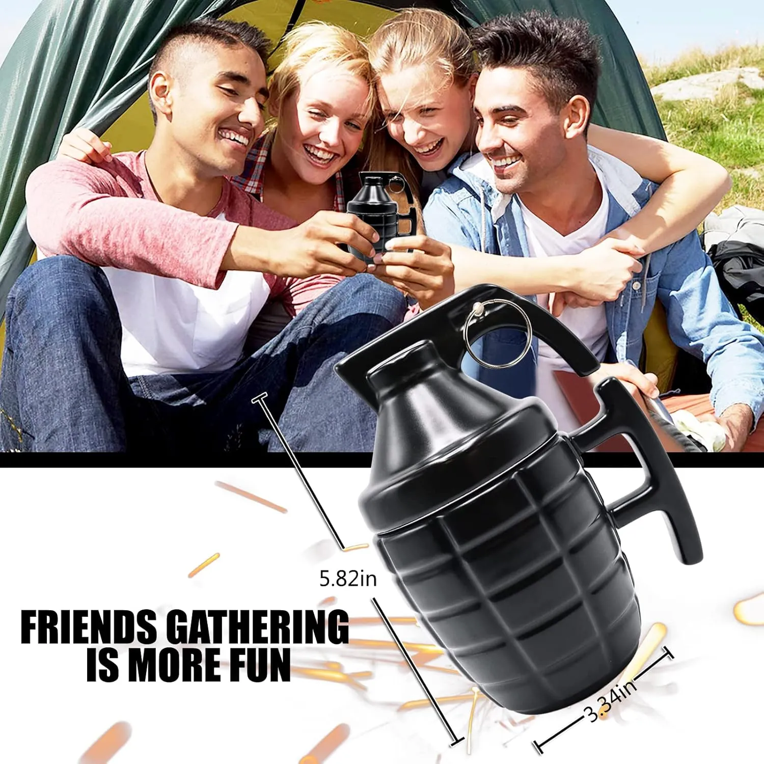 Hand Grenade Ceramic Coffee Mug,Funny Home Bar Gift for Beer Lovers, Military Enthusiasts, Men and Women, 280ML (Style C)
