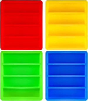 Hedume Set of 4 Silicone Butter Mold Tray, Silicone Ice Cube Trays, Collins Ice Cube Mold Tray, BPA Free, Rectangular Mold for Butter, Cocktail, Bottled Beverage, Cake and Soap Bar