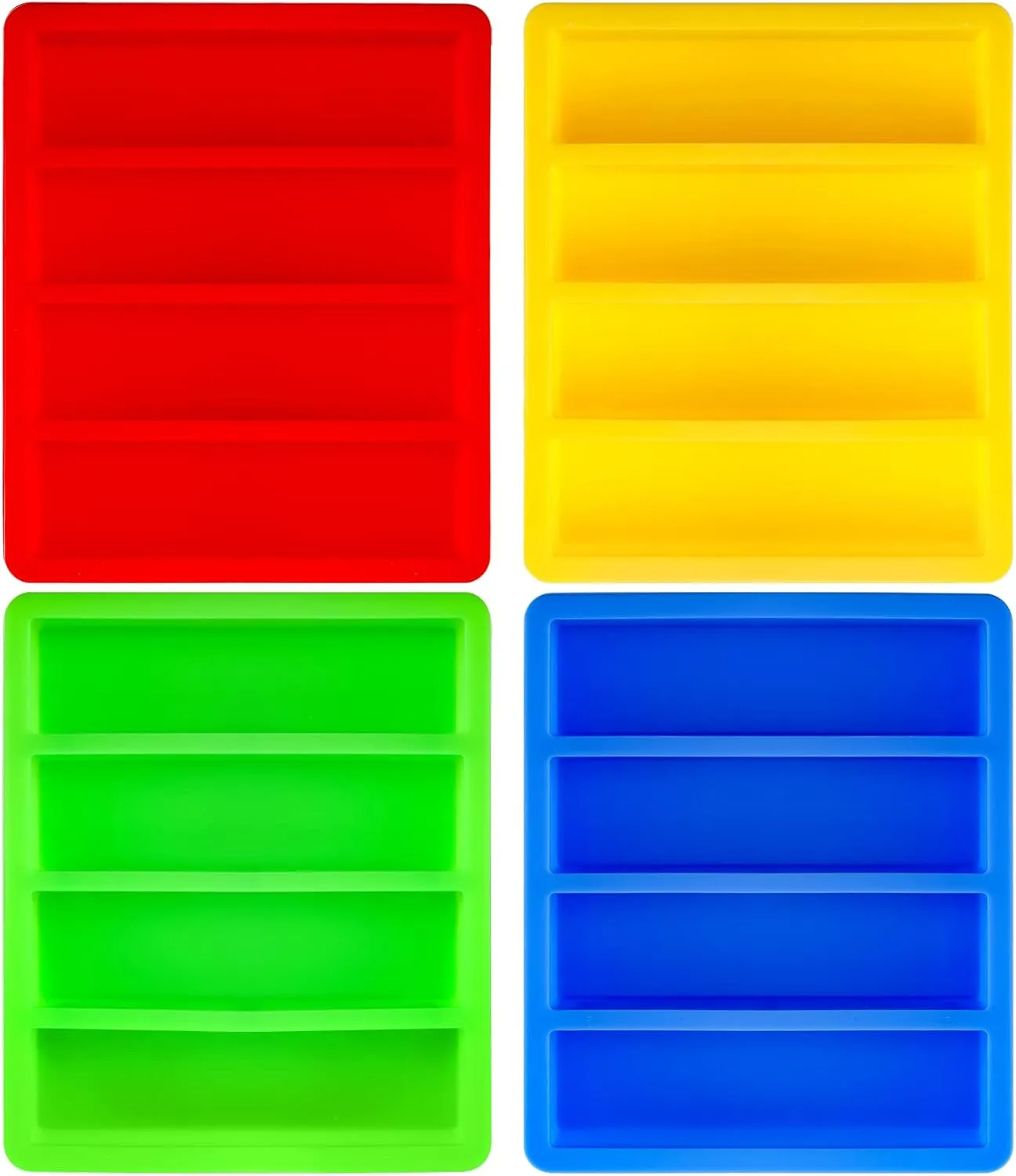 Hedume Set of 4 Silicone Butter Mold Tray, Silicone Ice Cube Trays, Collins Ice Cube Mold Tray, BPA Free, Rectangular Mold for Butter, Cocktail, Bottled Beverage, Cake and Soap Bar