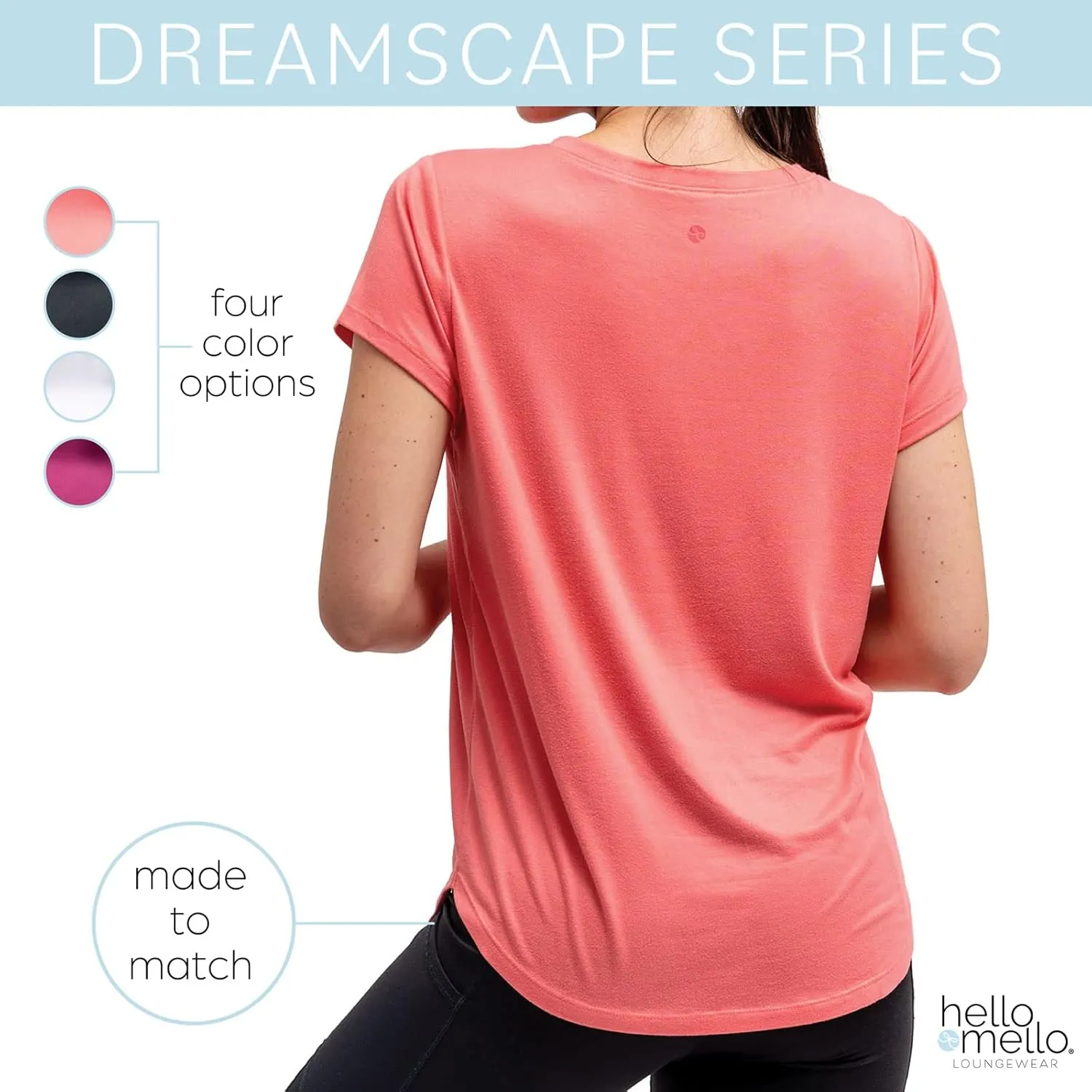 Hello Mello Women’s Sleep and Lounge Pajamas Top Short Sleeve Crewneck Lightweight Dream Tee Shirt