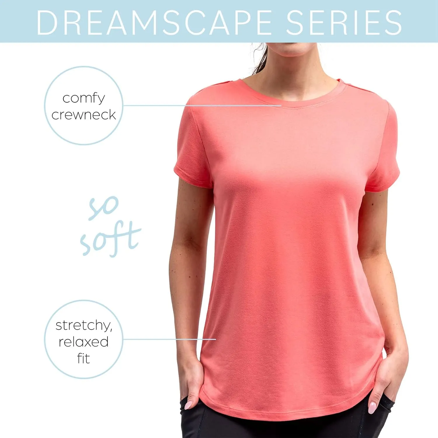 Hello Mello Women’s Sleep and Lounge Pajamas Top Short Sleeve Crewneck Lightweight Dream Tee Shirt