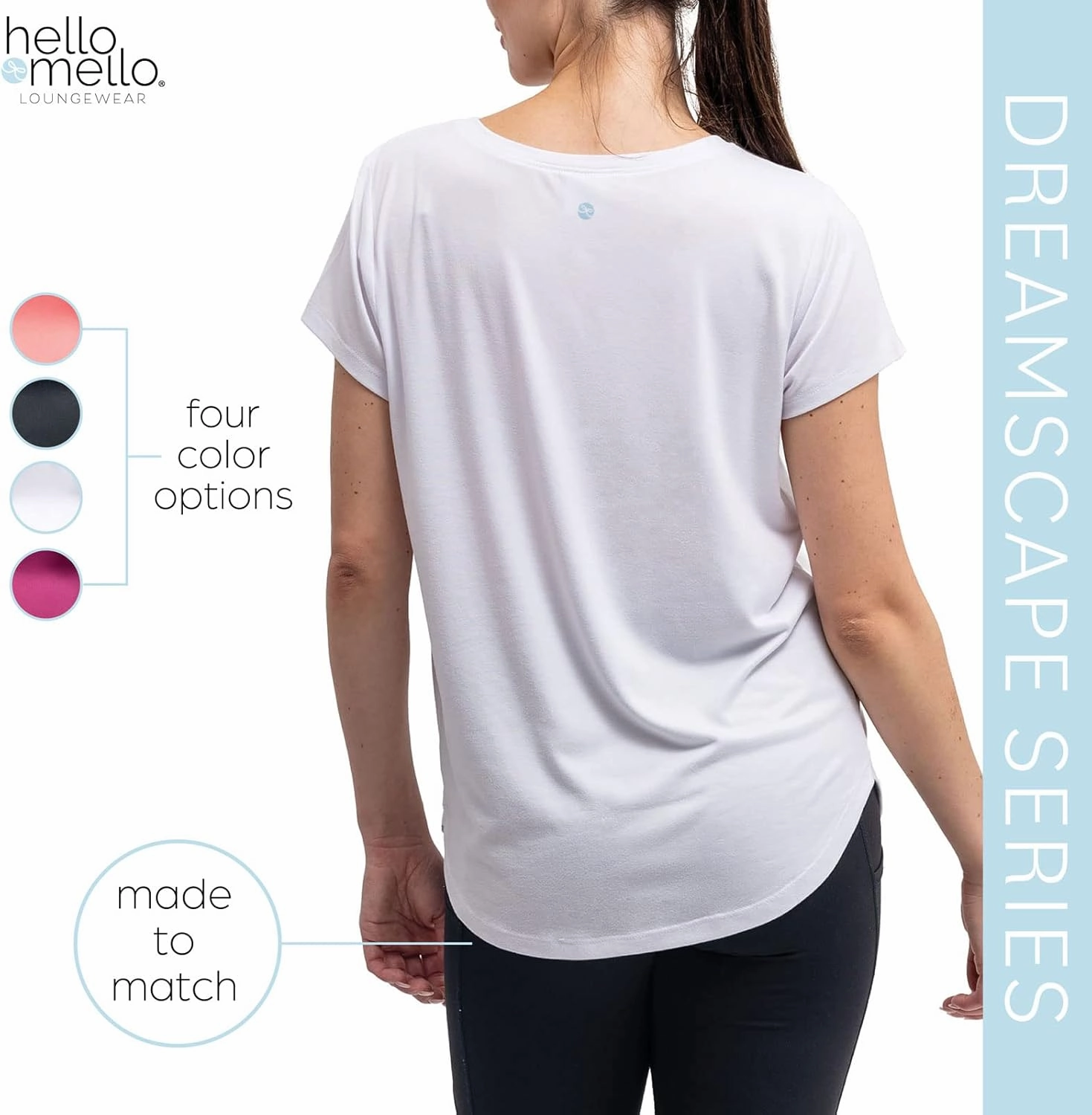 Hello Mello Women’s Sleep and Lounge Pajamas Top Short Sleeve Crewneck Lightweight Dream Tee Shirt