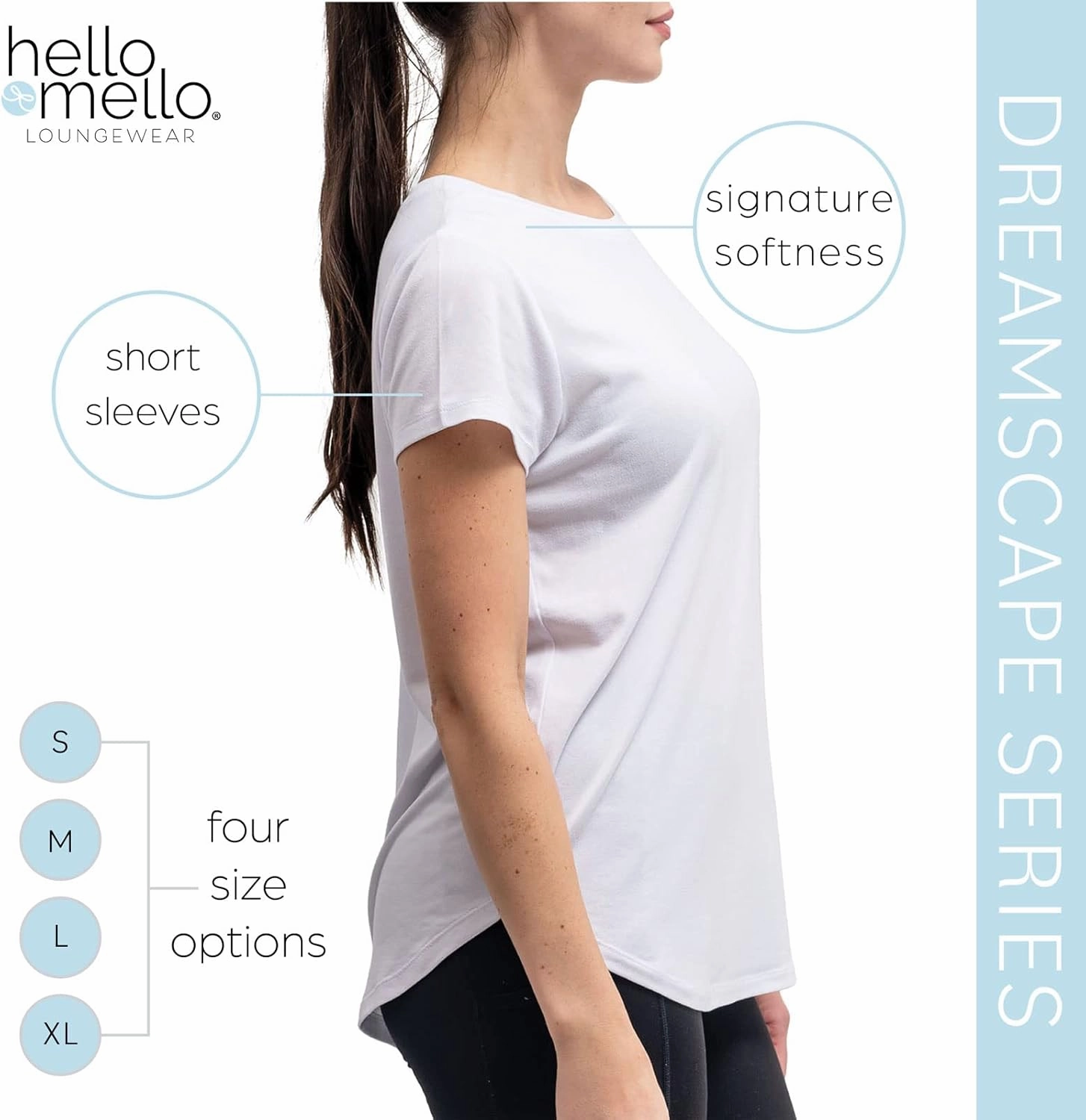 Hello Mello Women’s Sleep and Lounge Pajamas Top Short Sleeve Crewneck Lightweight Dream Tee Shirt