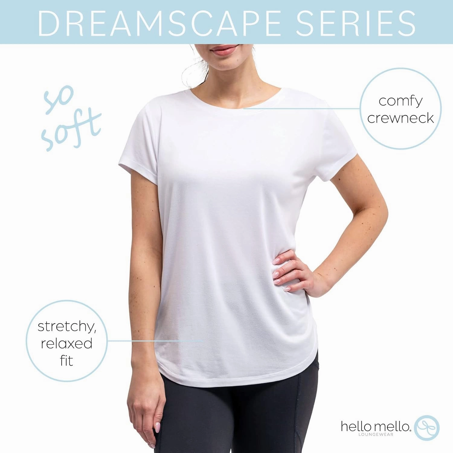 Hello Mello Women’s Sleep and Lounge Pajamas Top Short Sleeve Crewneck Lightweight Dream Tee Shirt