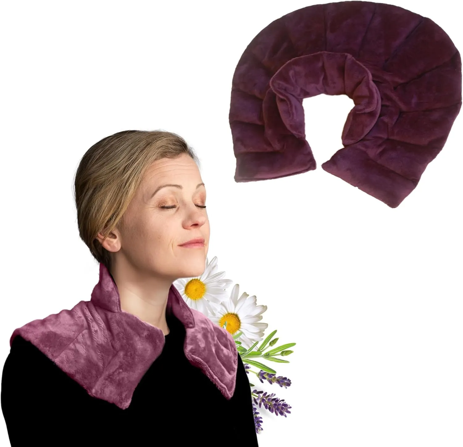 Herbal Concepts Neck and Shoulder Hot and Cold wrap Aromatherapy with 12 Herbs Wheat and Flax Seed for Weight Stress and Pain Relief, Mauve